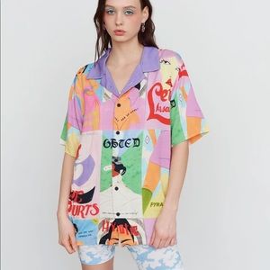 Lazy Oaf X Laura Callaghan cover to cover bowling shirt